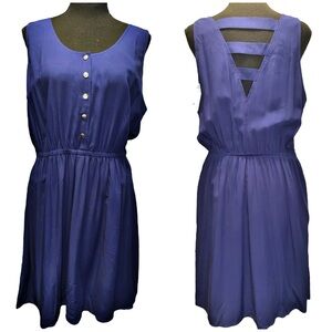 FOREVER 21 + ☆ Blue Rayon Sleeveless Dress ☆ Plus Size 0X ☆ NEW